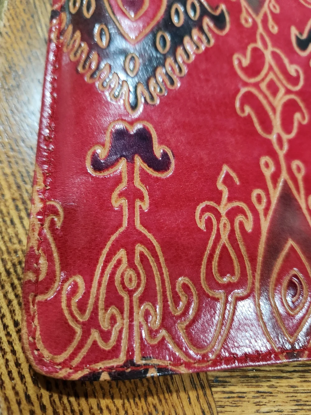 Brighton Vintage Red Tooled Leather Ipad/tablet Sleeve 10.5inch By 9 Inch